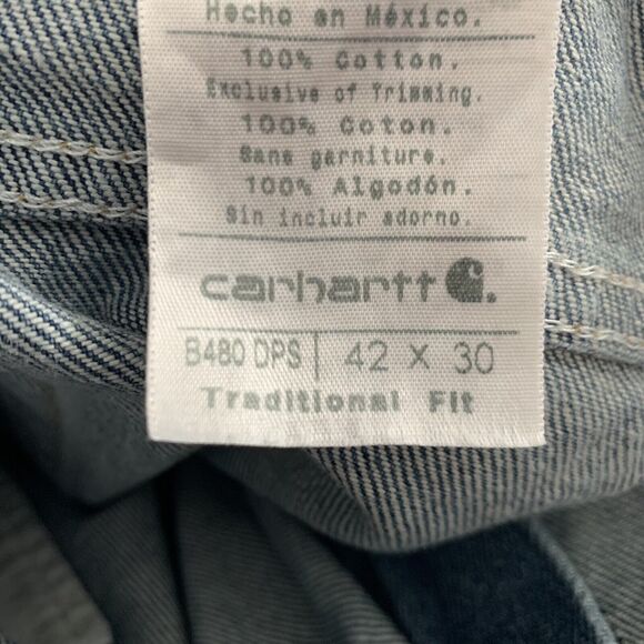 Carhartt Jeans Mens Straight Leg Traditional Fit Denim Size 42X30 Medium Blue - Picture 5 of 7